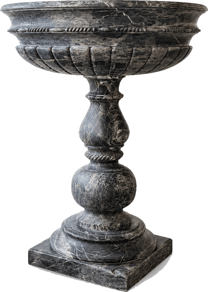 Coppa ornamentale in marmo nero — Marmo nero venato