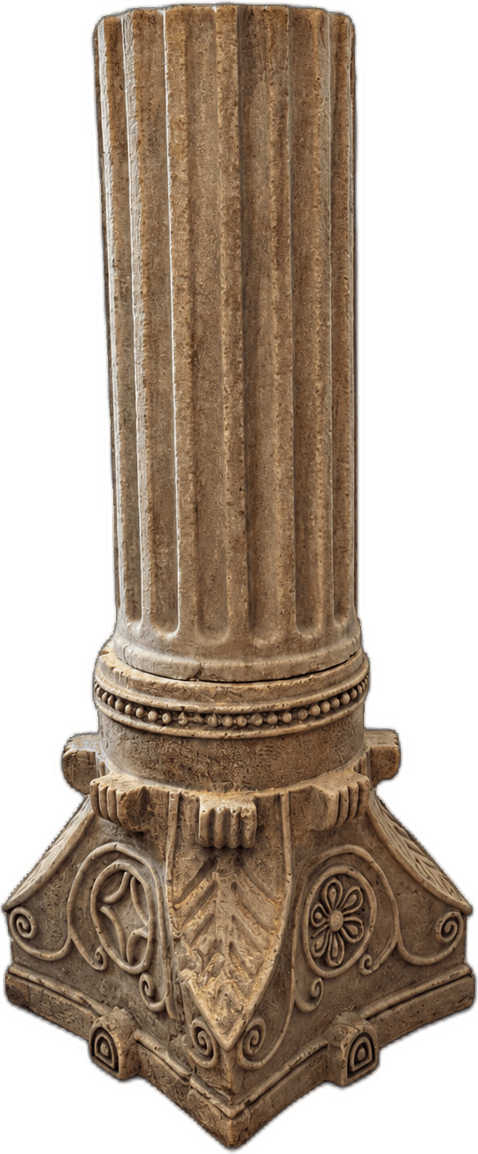Base di colonna scanalata con piede decorato — Pietra calcarea / travertino bruno
