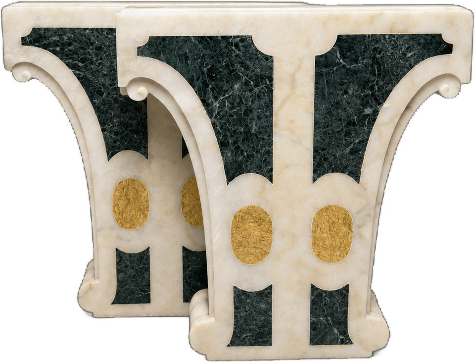 Coppia di elementi architettonici intarsiati — Marmi policromi con inserti decorativi