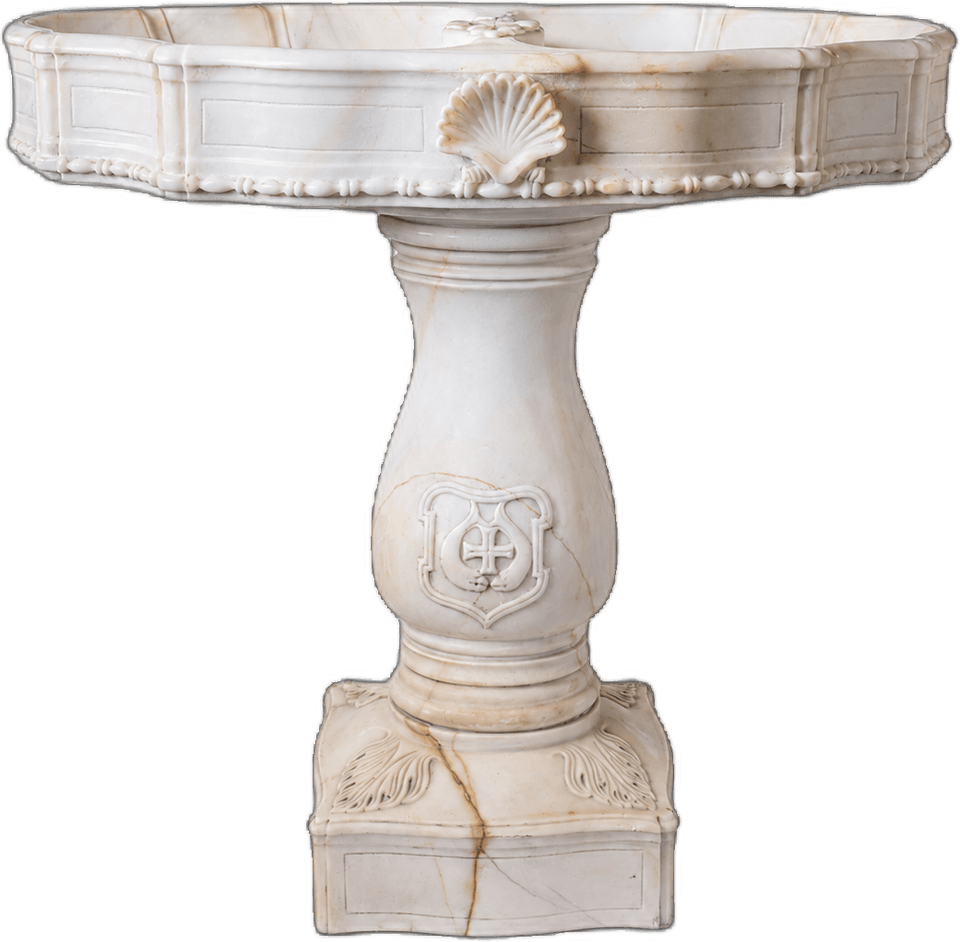 Fontana a coppa in marmo chiaro — Marmo bianco / avorio