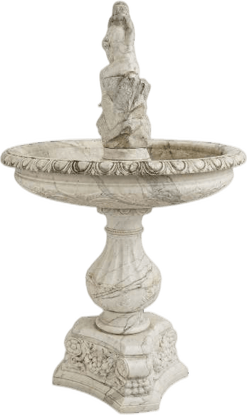 Fontana monumentale con figura centrale — Marmo bianco / avorio