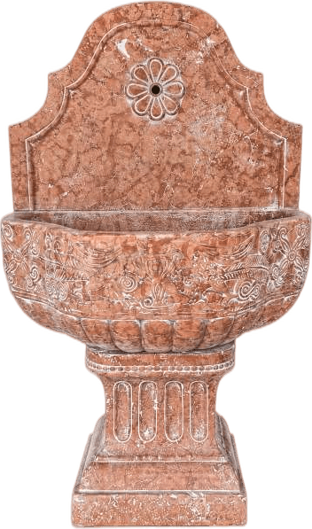 Fontana a parete in marmo rosato — Marmo rosato, finitura incisa