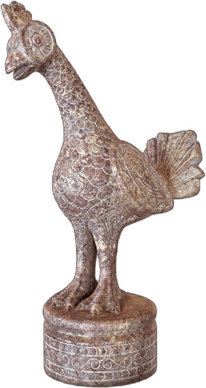 Scultura di gallo in marmo policromo — Marmo policromo scolpito