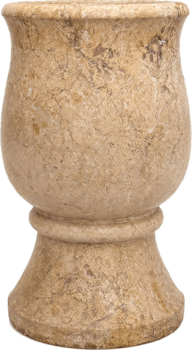 Vaso in marmo beige a profilo bombato — Marmo beige, finitura levigata